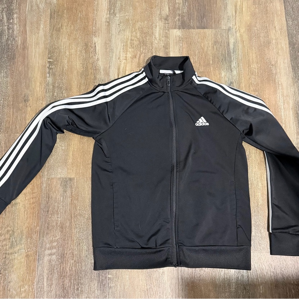 adidas Black Jacket with White Trim